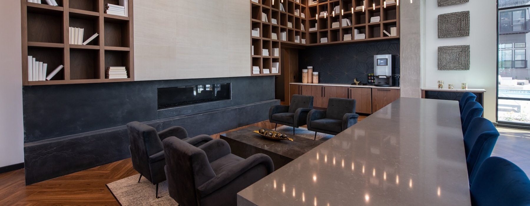 a room with a table and chairs